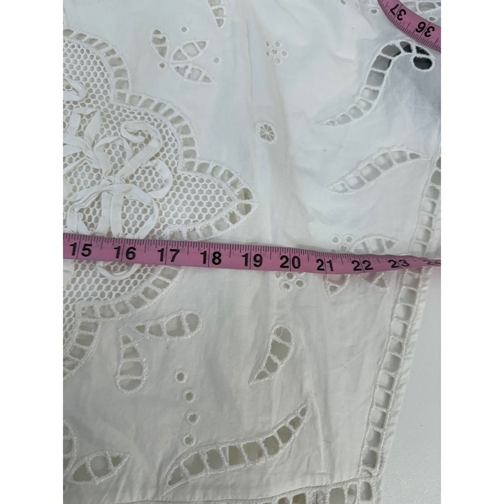 Zara Eyelet Lace Maxi Dress Size 1 White Crochet Boho V-Neck Open Back - Picture 7 of 11